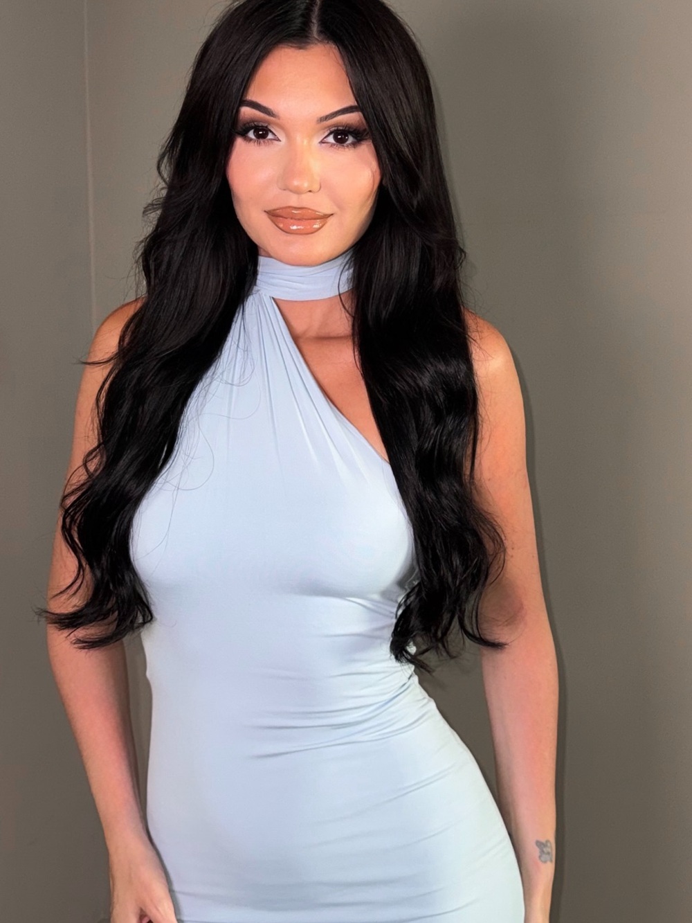 Meshki Light Blue One-Shoulder Bodycon Dress
